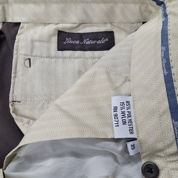 Linea Naturale Pant Men 35 Brown Lightweight Corduroy Dress Trouser Unhemmed New - Picture 8 of 12